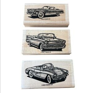 Stampin’ Up 2003 Classic Convertibles Cars Wood Mounted Rubber Stamp Set